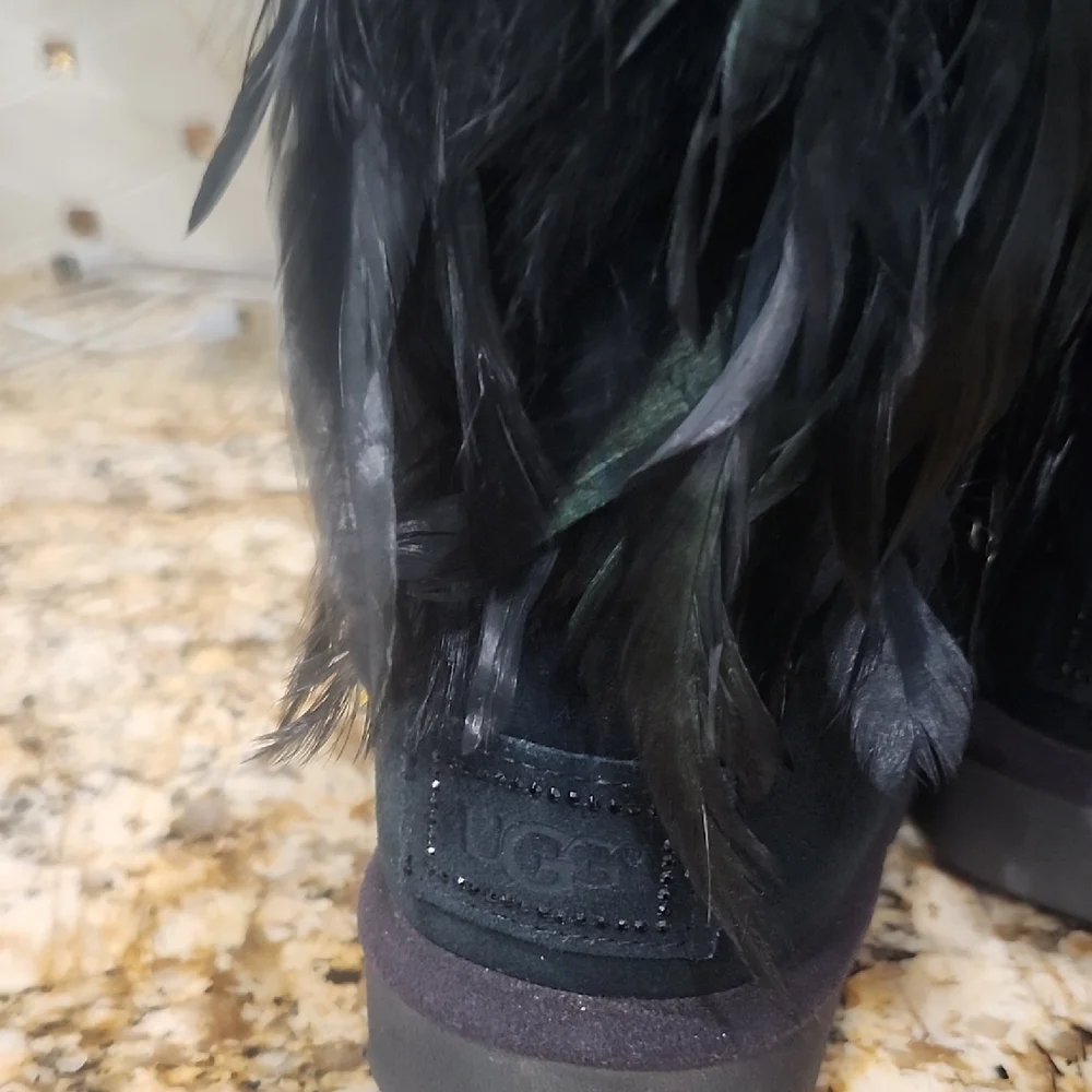 UGG Black Feathered Winter Boots - Picture 5 of 8